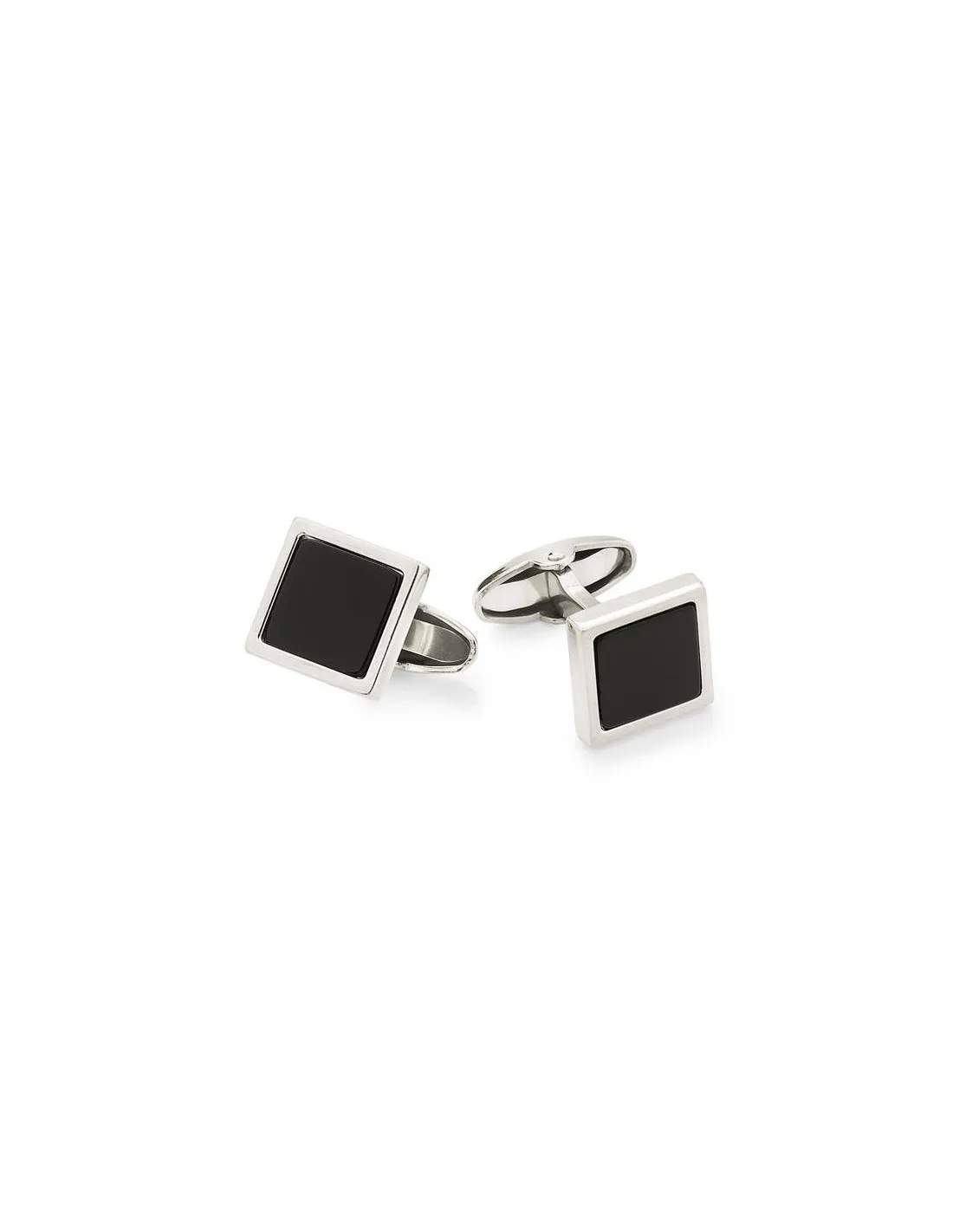 Gemelli In Argento Bianco Ag1428 Con Onice Nera