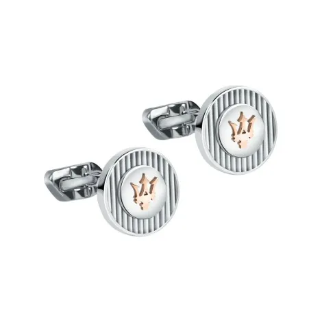 Gemelli Maserati Acciaio Rosé e Argento Tondi JM121ATK14