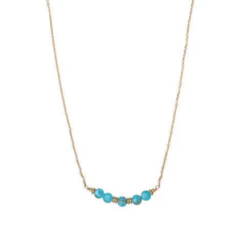 Girocollo Argento Dorato Barretta Centrale Pietre Turchesi