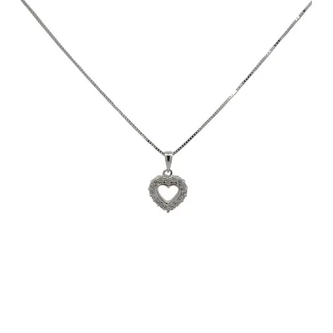 Collana Cuore Oro Bianco 9kt Sedici Brillanti 0.13 Kt G SI