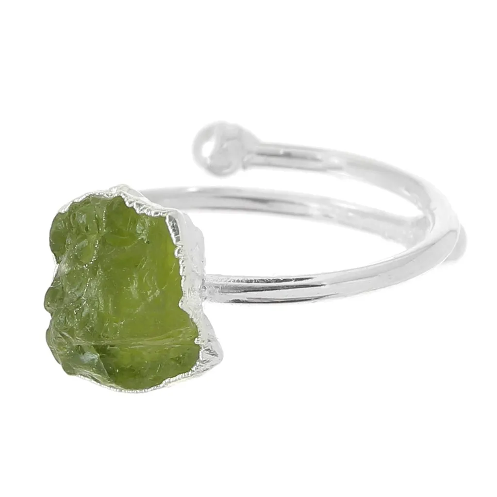 Anello con gemma druzy - Misura 48 - 56 - Argento 925 - Peridoto x1