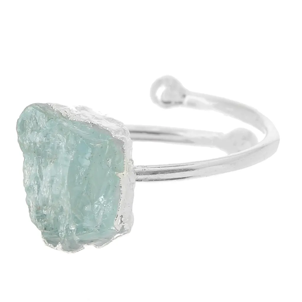 Anello con gemma druzy - Misura da 48 a 56 - Argento 925 - Acquamarina x1