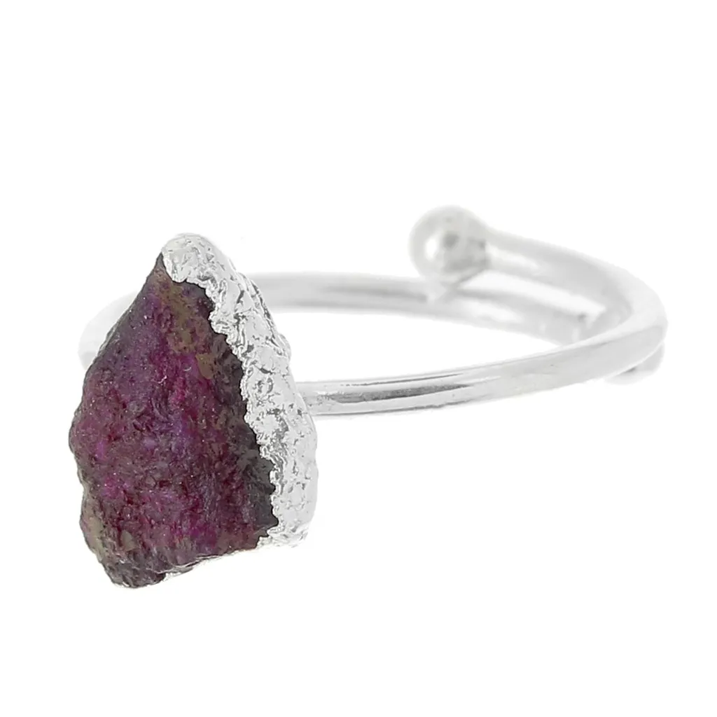 Anello druzy in gemma Sillimanite colorata T.48 a 56 - Arg 925 - imitazione Rubino