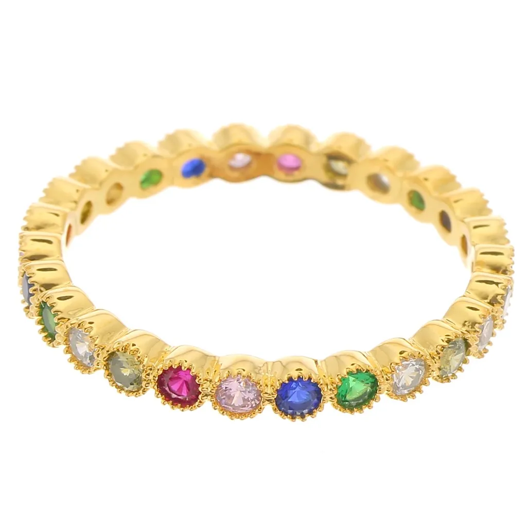 Anello fine con ossido di zirconio - Misura 49 - dorato oro fino - Multicolore x1