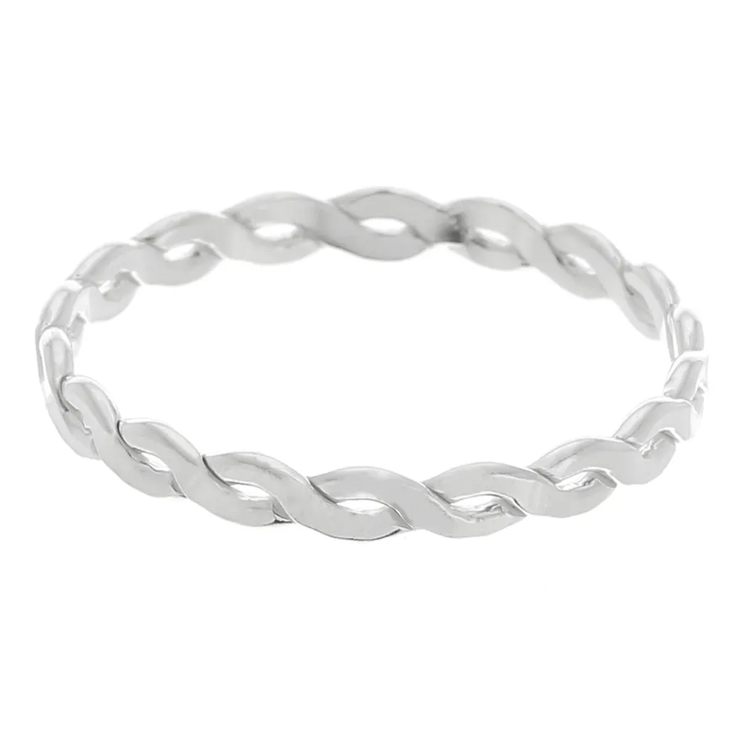 Anello sottile ritorto - Effetto onda - Misura 49 - Argento 925 x1