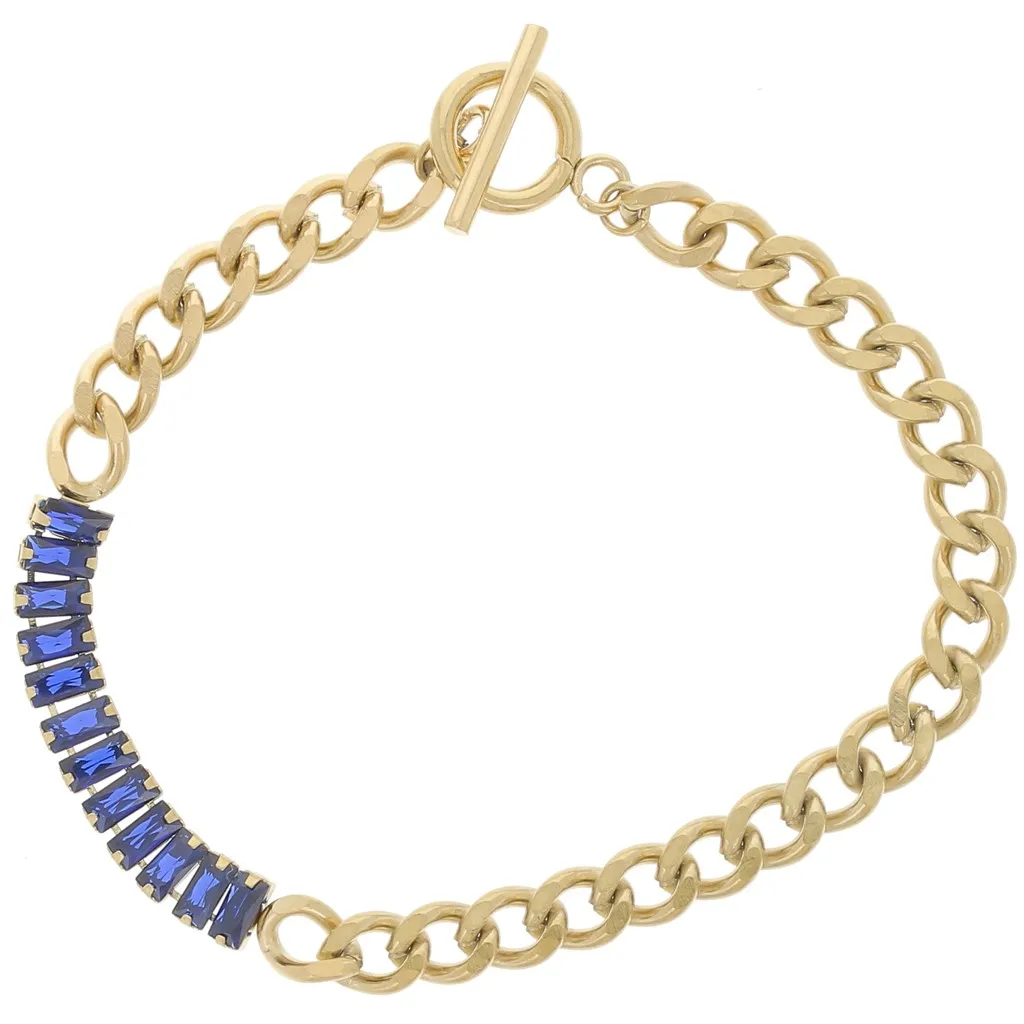 Bracciale 6 mm con ossidi di zirconio 304L in acciaio inox oro - Blu x19,5 cm