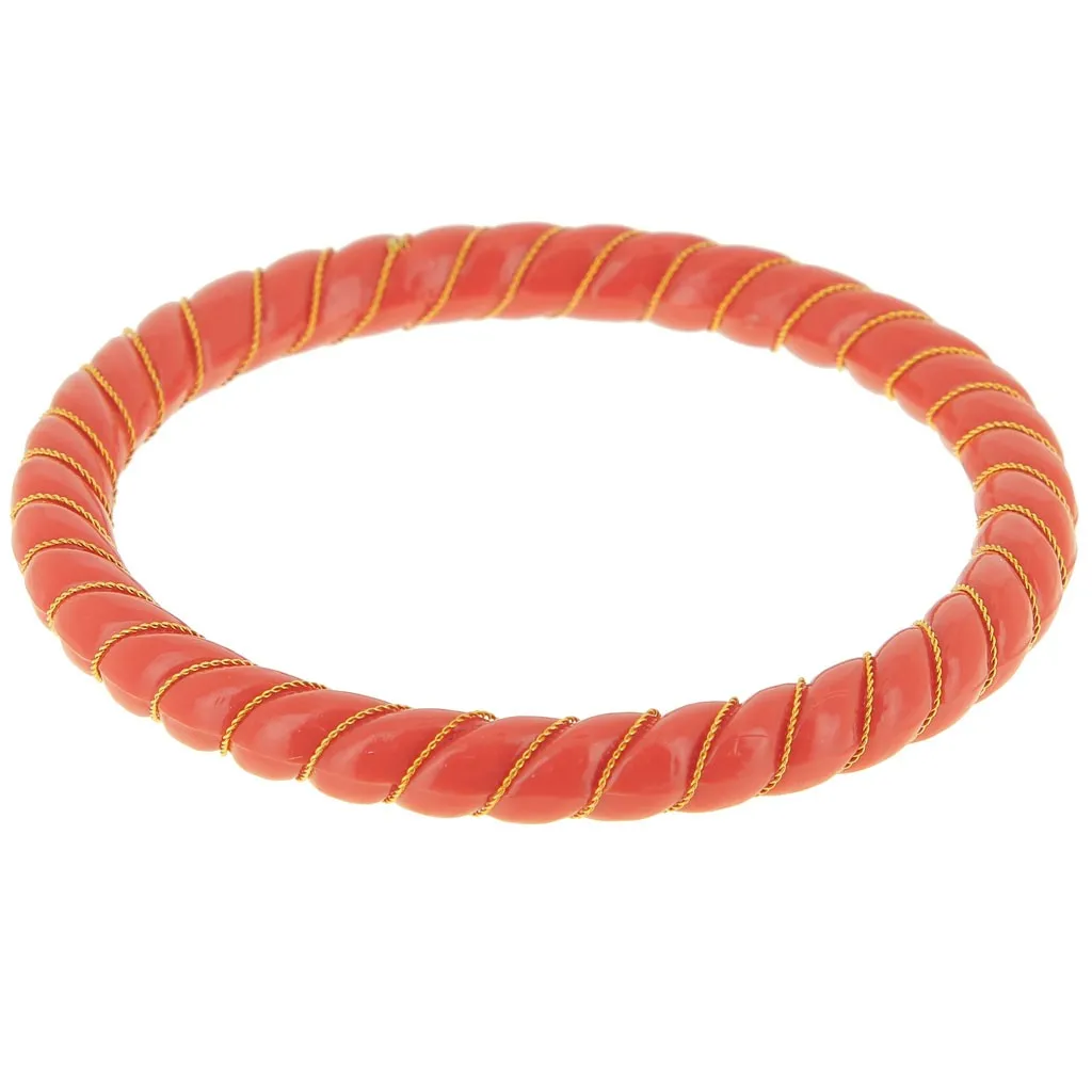 Bracciale a collana ritorta in resina opaca con filo d'oro 64 mm - Terracotta x1
