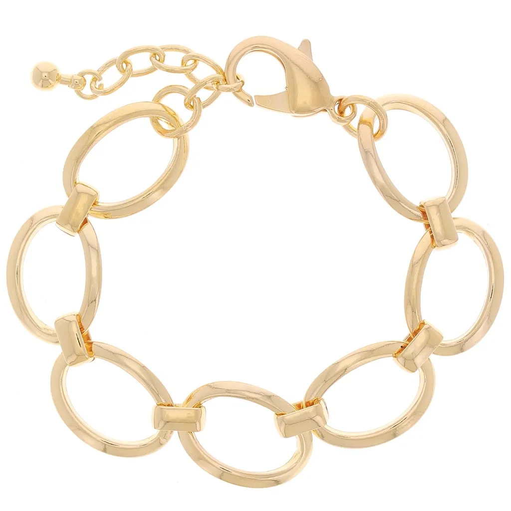 Bracciale a maglia forzatina ovale da 16 mm - Dorato in oro fino x 19 cm