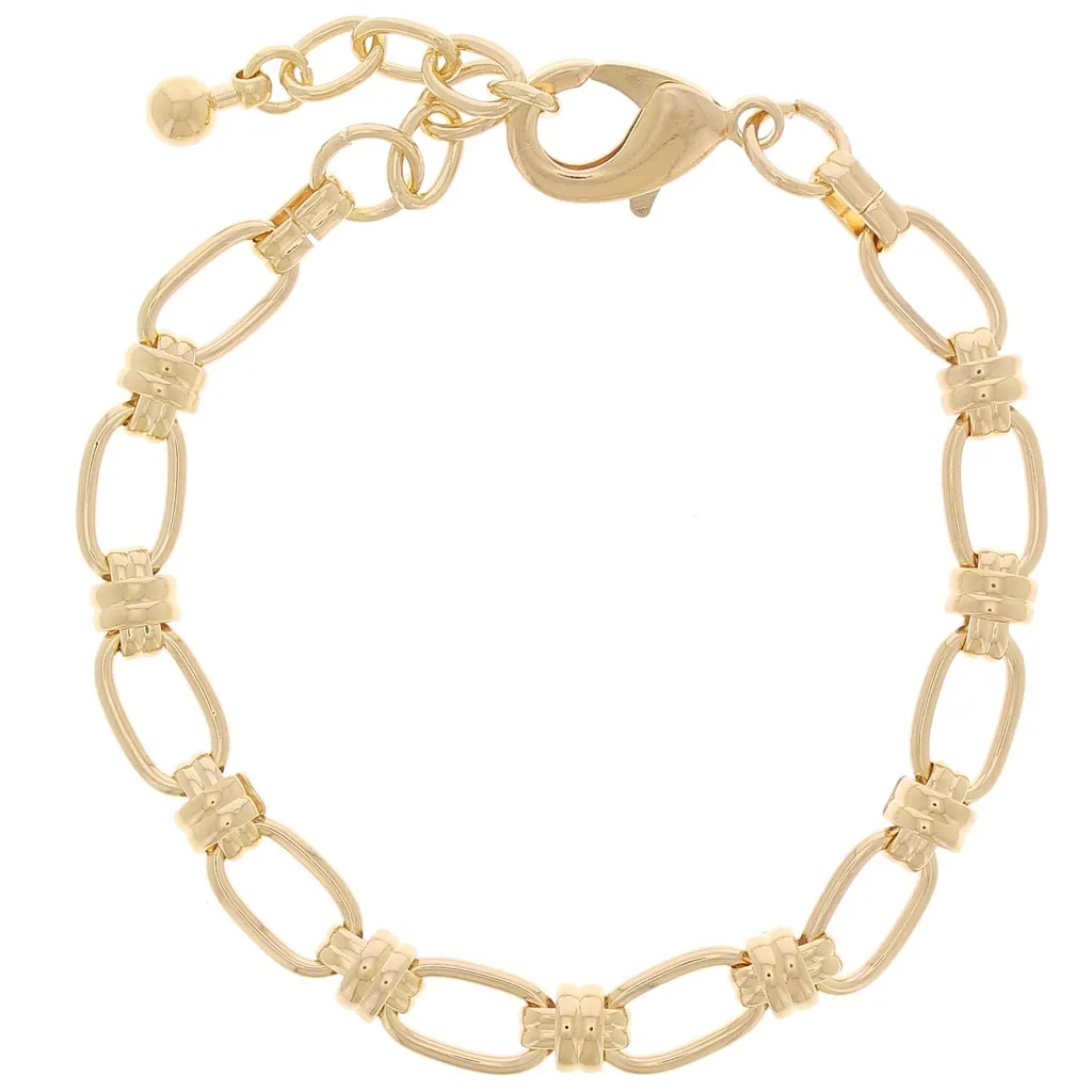 Bracciale a maglie larghe da 7,5 mm - Dorato con oro fino x 19 cm