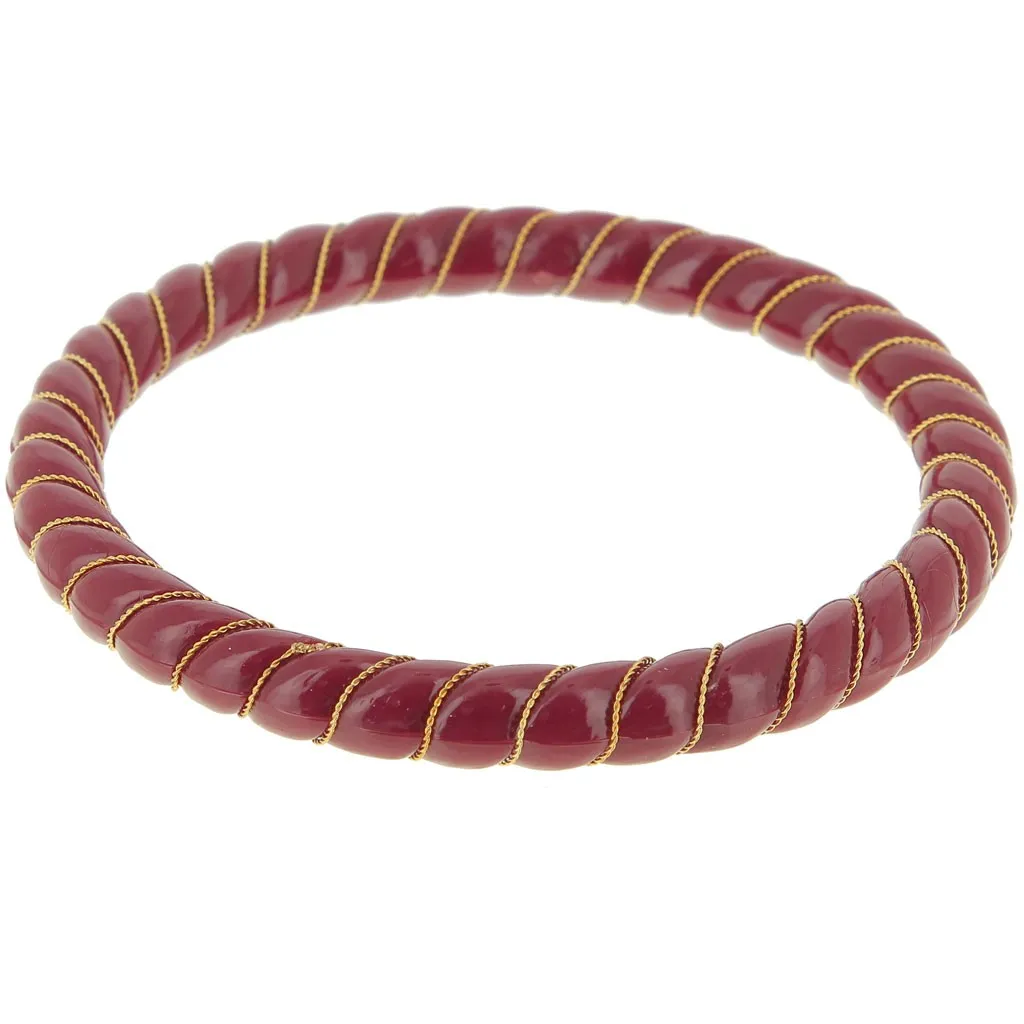Bracciale a maglie ritorte in resina opaca con filo dorato 64 mm - Bordeaux x1