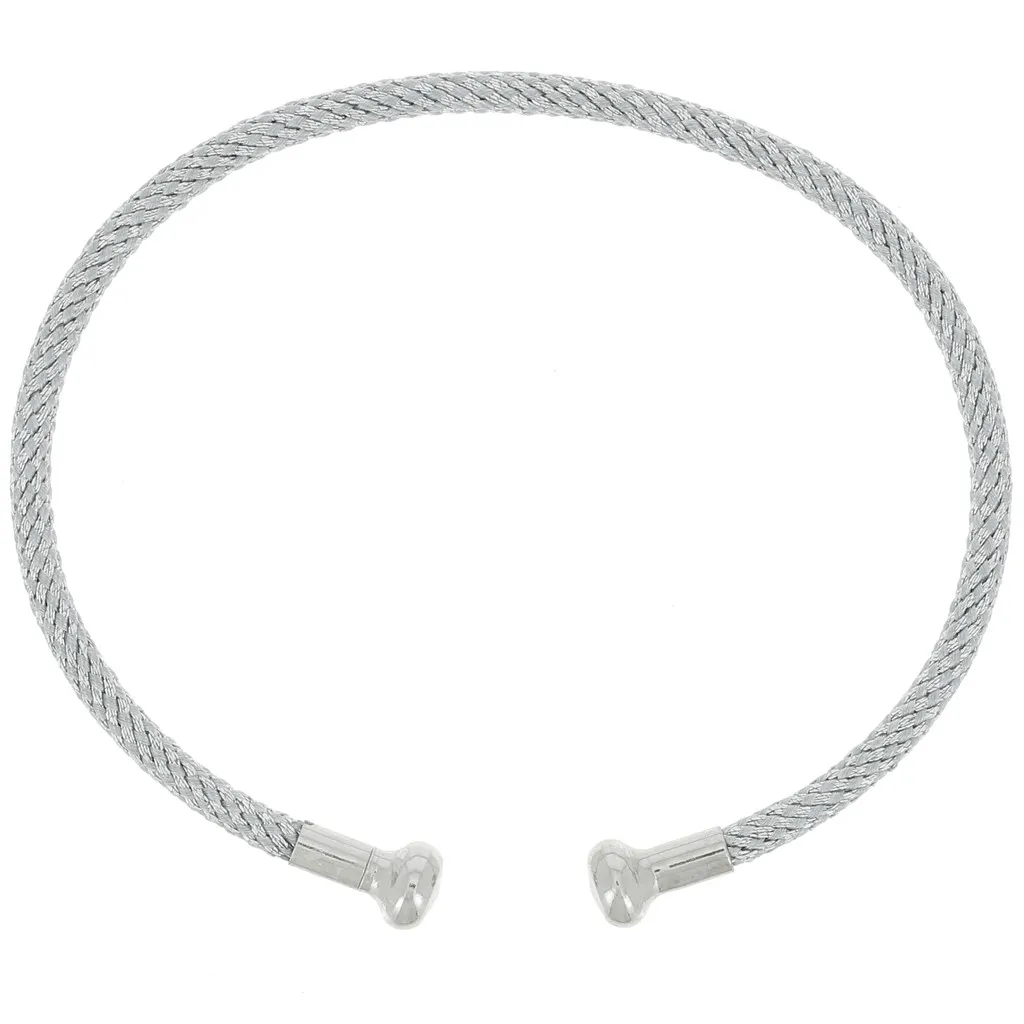 Bracciale cordone ritorto svitabile - Grigio - argentato - Rodio