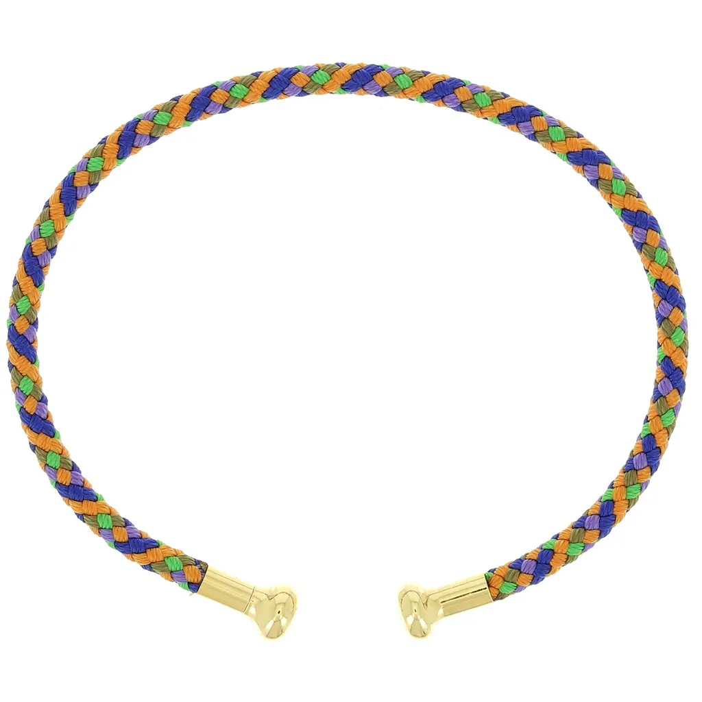 Bracciale cordone ritorto svitabile - Multi scuro - Dorato oro fino