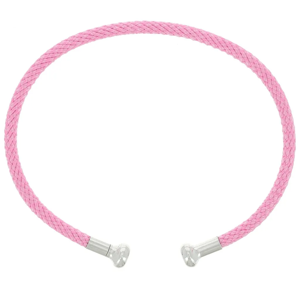 Bracciale cordone ritorto svitabile - Rosa - Rodio