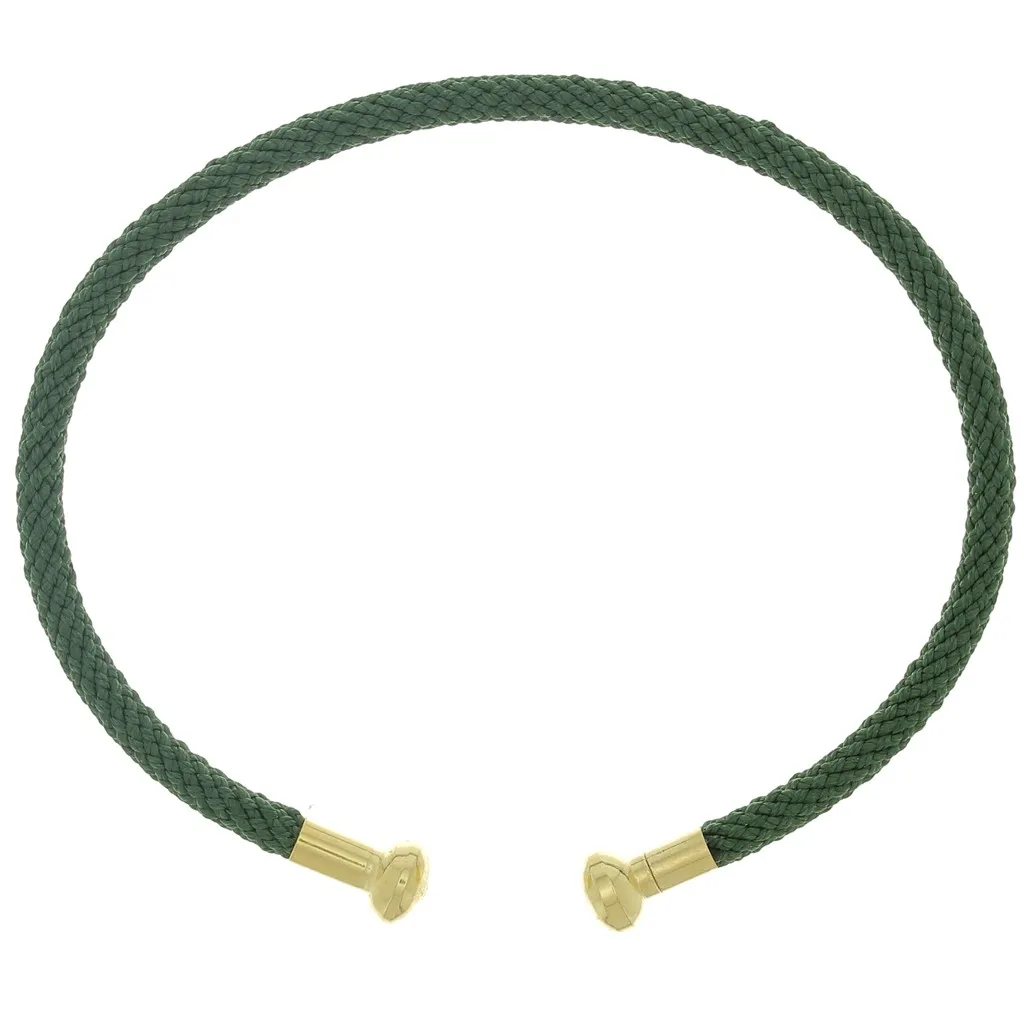 Bracciale in corda ritorta con estremità svitabile Verde scuro-Dorato oro fino x1