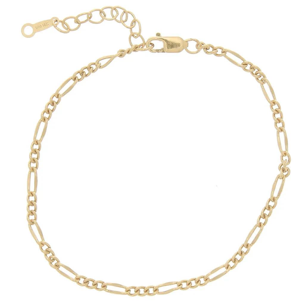 Bracciale maglia Figaro alternata 2.15 mm Gold filled x16 cm