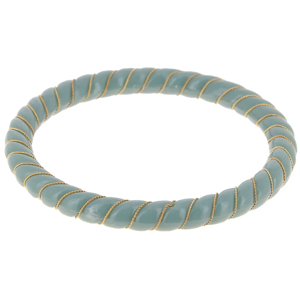 Bracciale ritorto in resina opaca con filo d'oro 64 mm - Celadon x1