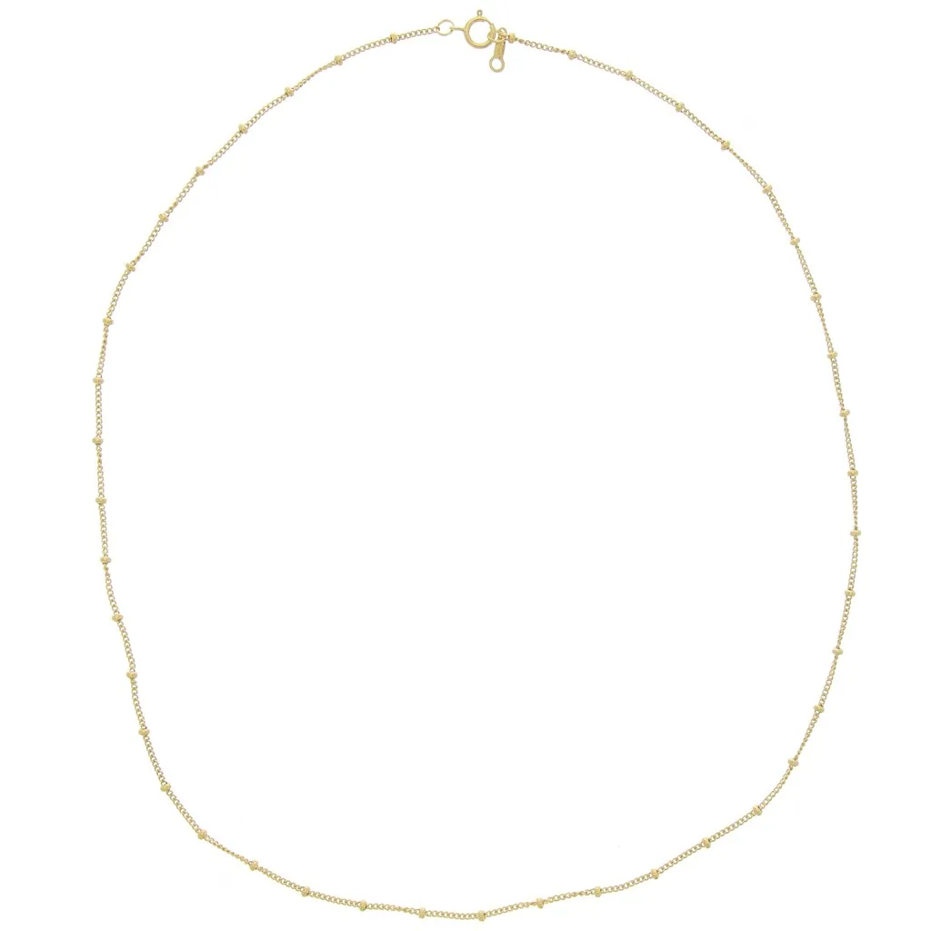 Collana a maglia cordonata con perle rotonde alternate da 2 mm Gold filled (oro laminato) x 46 cm