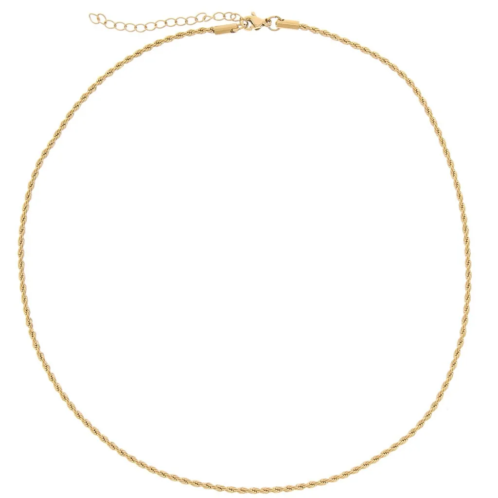 Girocollo maglai corda 2 mm - Acciaio inox 304L dorato x46cm