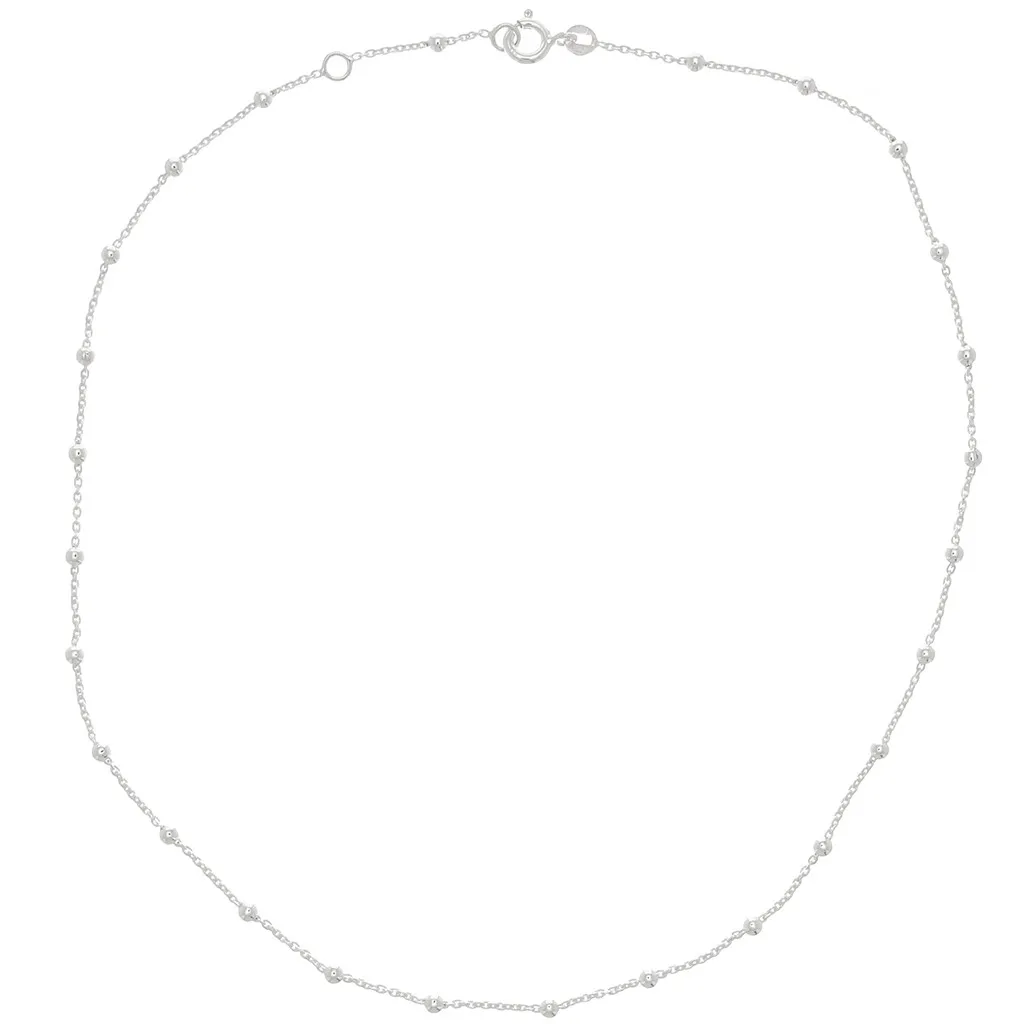 Girocollo maglia Forzatina alternando perline rotonde (1x1)2.5mm Argento 925 x38cm