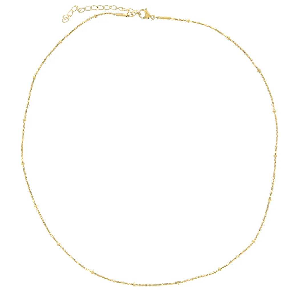 Girocollo maglia serpentina con perline 2mm Acciaio inossidabile 304L dorato x46cm