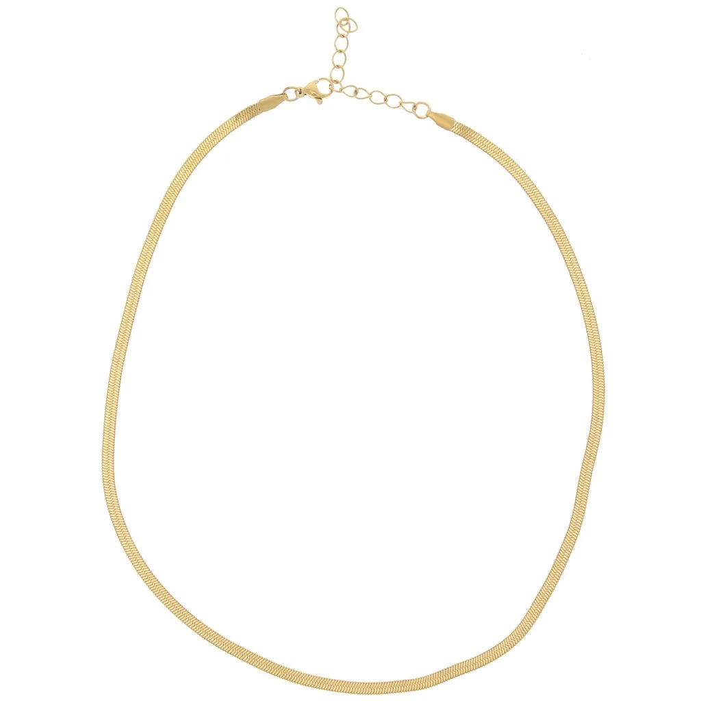 Girocollo maglia specchio serpente piatto 3,3mm Acciaio inox 304 dorato x46cm