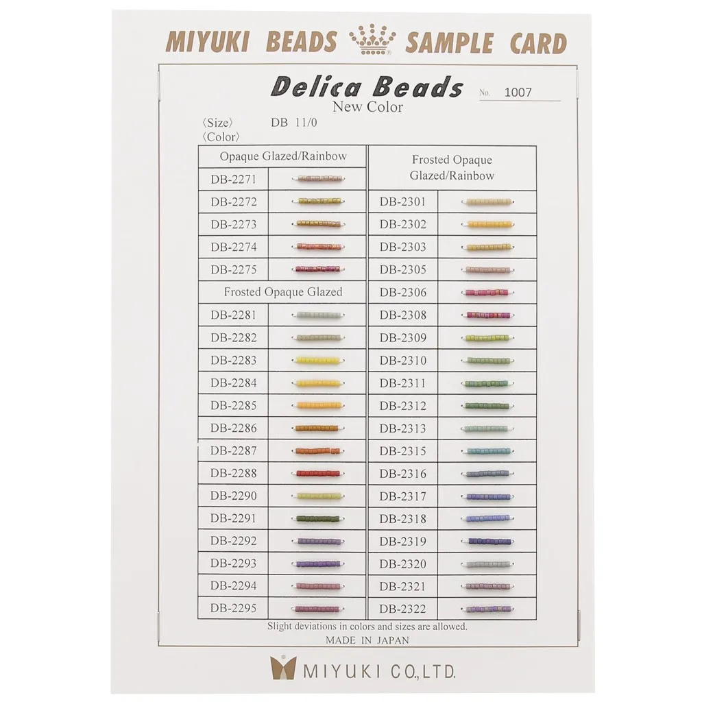 Miyuki Delica 11/0 (DB) - Campionario (n°1007) - Opaque & Frosted Glazed