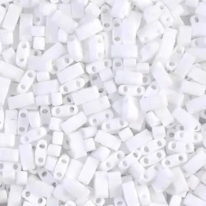 Miyuki Half Tila Beads 5x2.3x1.9mm HTL-402F - Opaque White Mat x10g