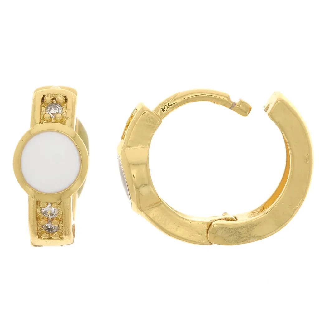 Monachelle con resina epossidica e Ossido di zirconio 14 mm Dorato con oro fino-bianco x2