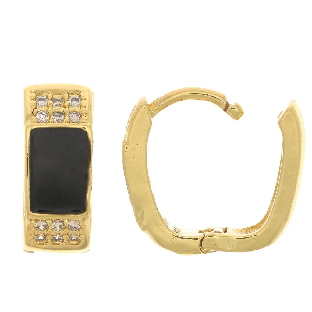 Monachelle ovale con resina epossidica e Ossido di zirconio 14x12 mm Dorato Cristallo Nero x2