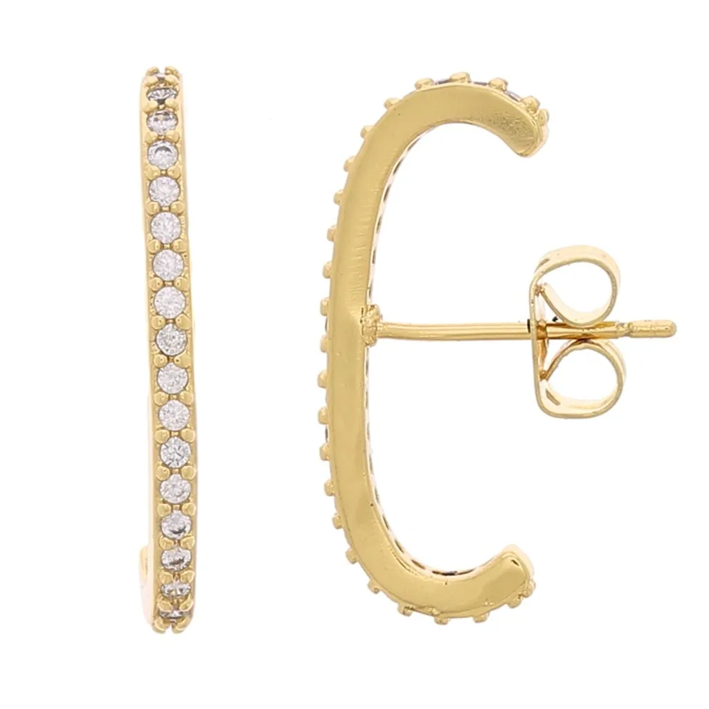 Orecchini a barra rotonda con Ossido di zirconio 22x2 mm - Oro - Cristallo x2