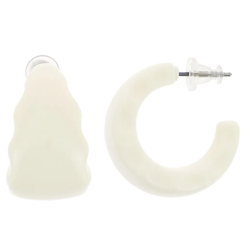 Orecchini a cerchio in resina da 25 mm - Ecrù x2