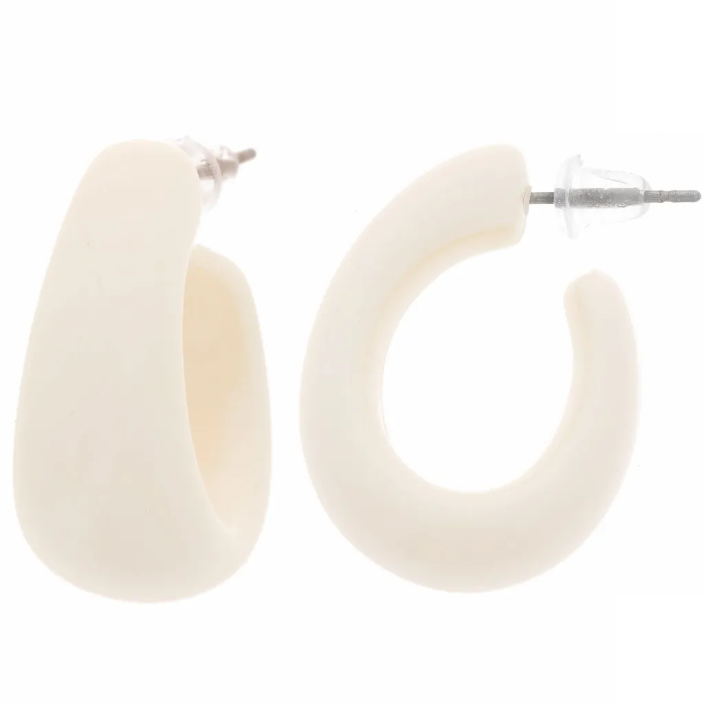 Orecchini a cerchio larghi 27 mm in resina opaca - Ecrù x2
