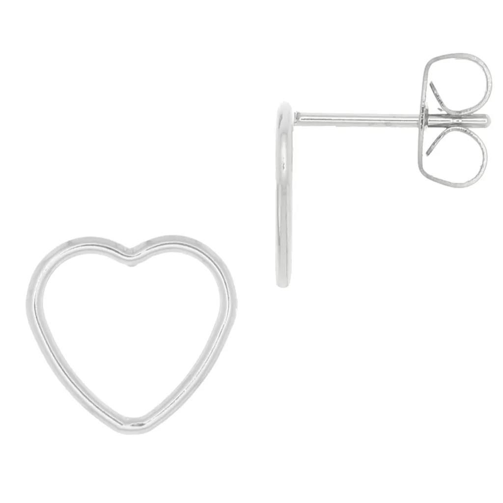 Orecchini a perno cuore scavato 9x10 mm in Argento 925 x2