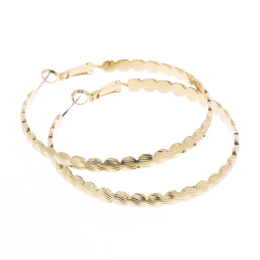 Orecchini cerchio design striate 52 mm - Dorato x2