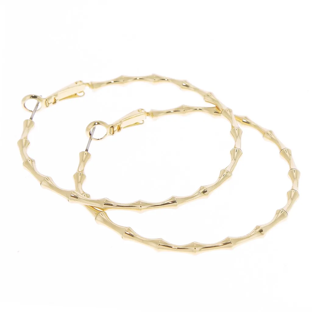 Orecchini cerchio effetto bambù 50 mm - Dorato x2