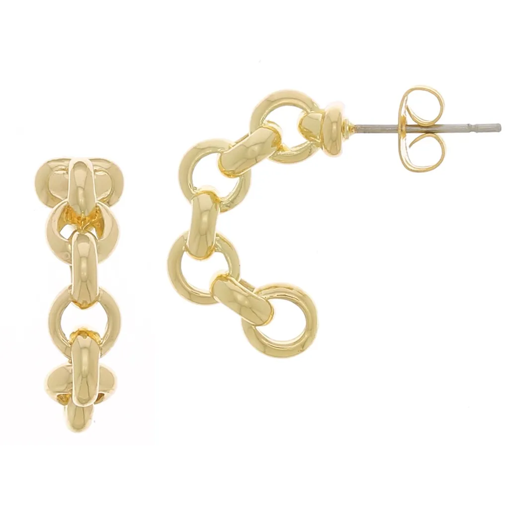Orecchini effetto catena 20mm Dorato x2
