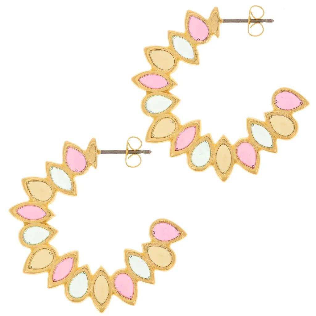 Orecchini foglie 35 mm in resina epossidica -Dorato oro fino - Multicolore x2