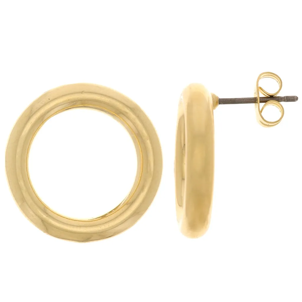 Orecchini perno - Cerchio scavato 19 mm - dorato con oro fino x2