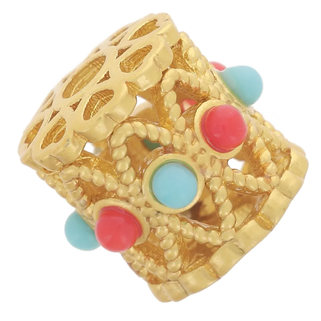 Perla a tubo cavo da 9 mm con pietre semipreziose - Dorato con oro fino