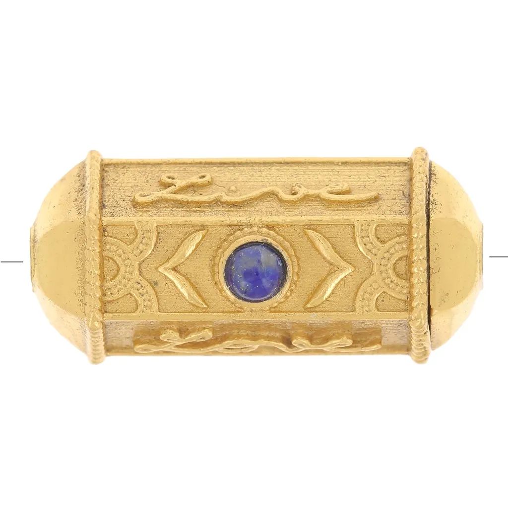 Perla cilindro escluso Perles and co- 25x12 mm dorato- Lapislazzuli