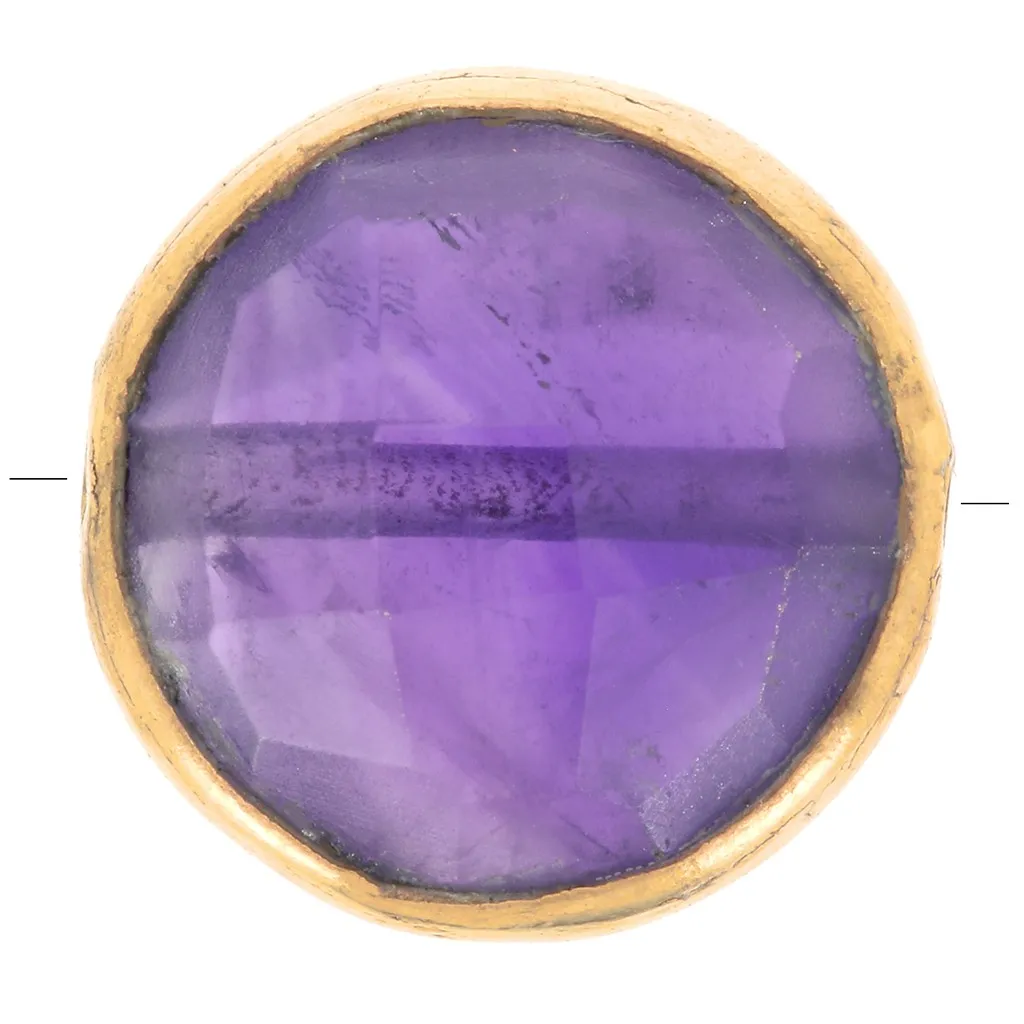 Perla rotonda sfaccettata 9 mm - Argento 925 dorato- Ametista