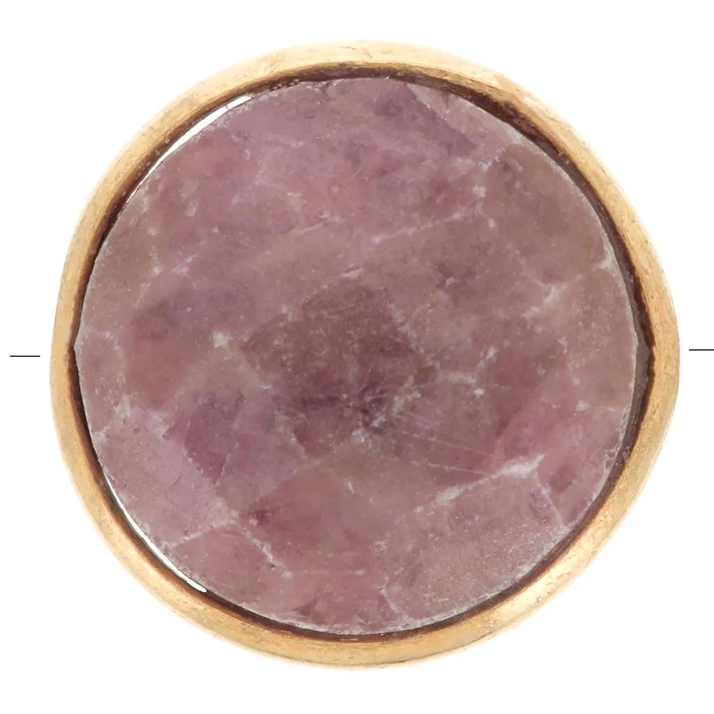 Perla rotonda sfaccettata 9 mm - Argento 925 dorato- Rodonite