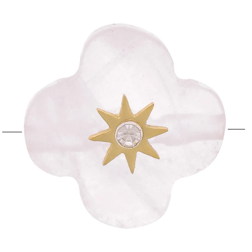 Perla sfaccettata da 13 mm in pietra semipreziosa- Quarzo rosa x1