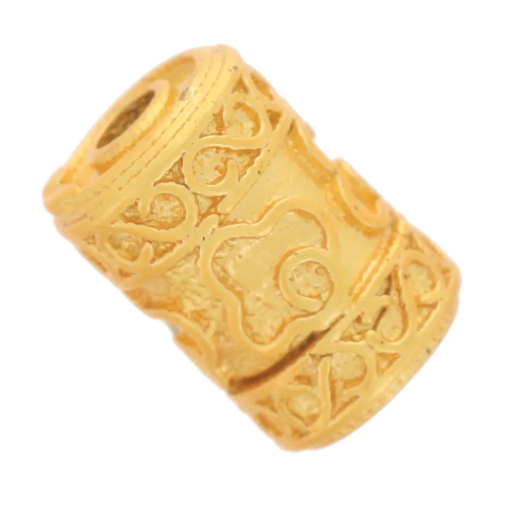 Perla tubolare lavorata 9x6 mm - Dorato con oro fino x1