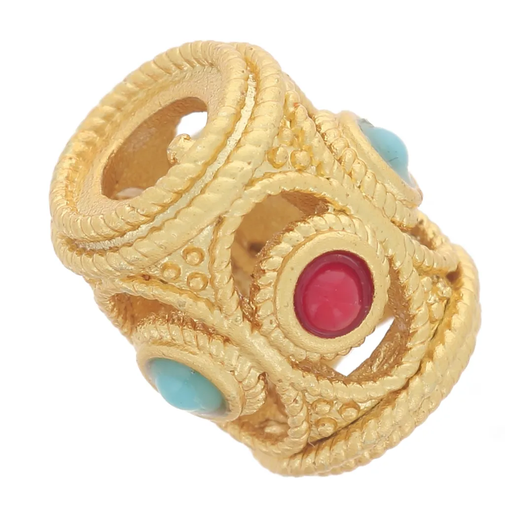 Perla tubolare traforata 10x9 mm - pietre semipreziose - Dorato con oro fino