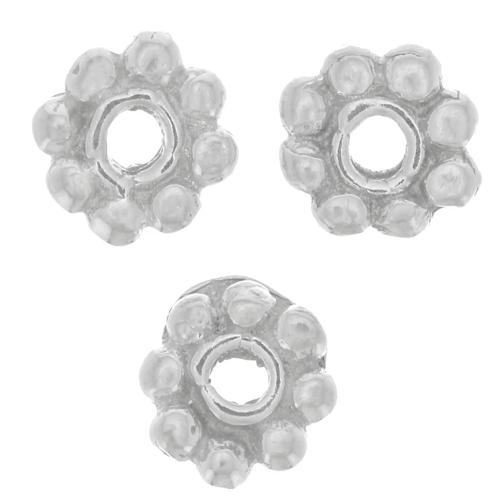 Perle rondelle a forma di fiore 4 mm - Argento 925 x4