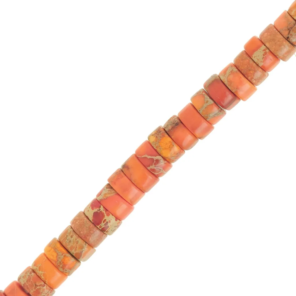 Perle rondelle di pietra Heishi - Regalite 4x2 mm - Orange  x40cm