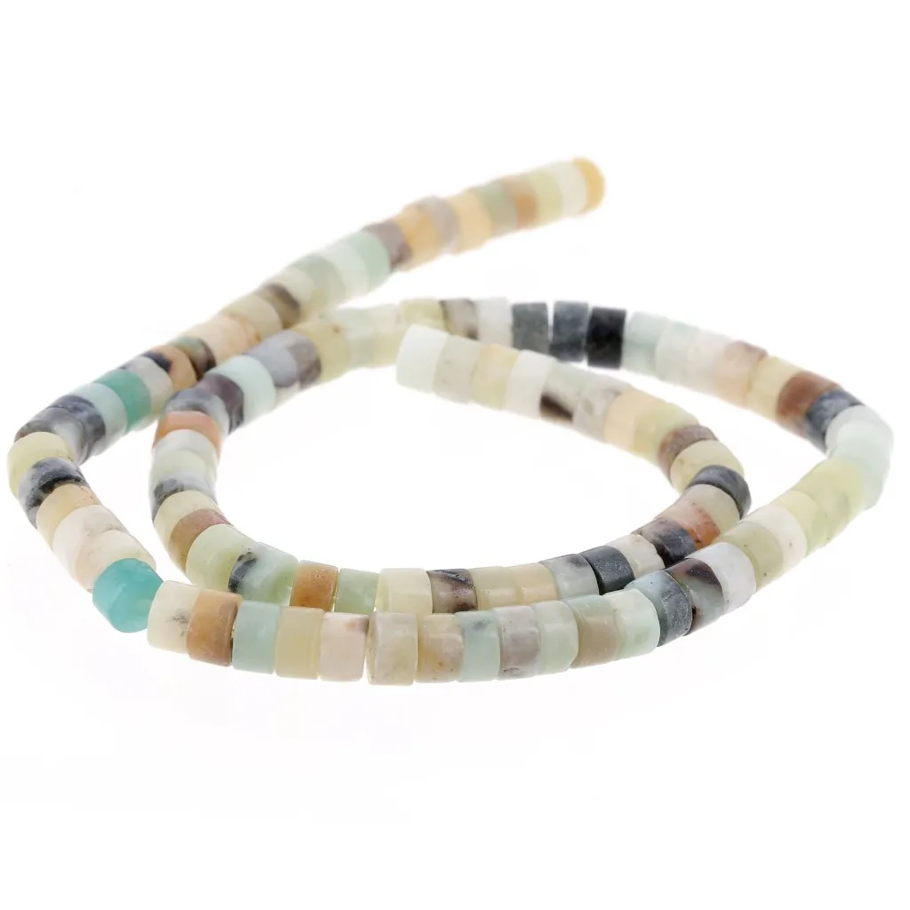 Perle rondelle Heishi 6x3mm Pietra semi preziosa - amazzonite africana x37cm