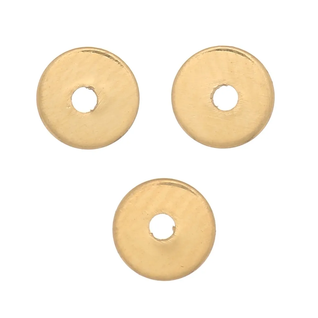 Perle rondelle Heishi- dischi piatti forati 4x0.7 mm Dorato oro fino x50