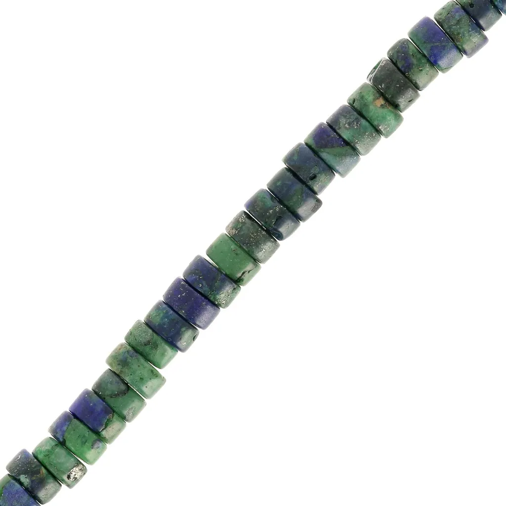 Perle rondelle Heishi - Regalite colorata 4x2 mm Verde scuro - Blu scuro x40cm